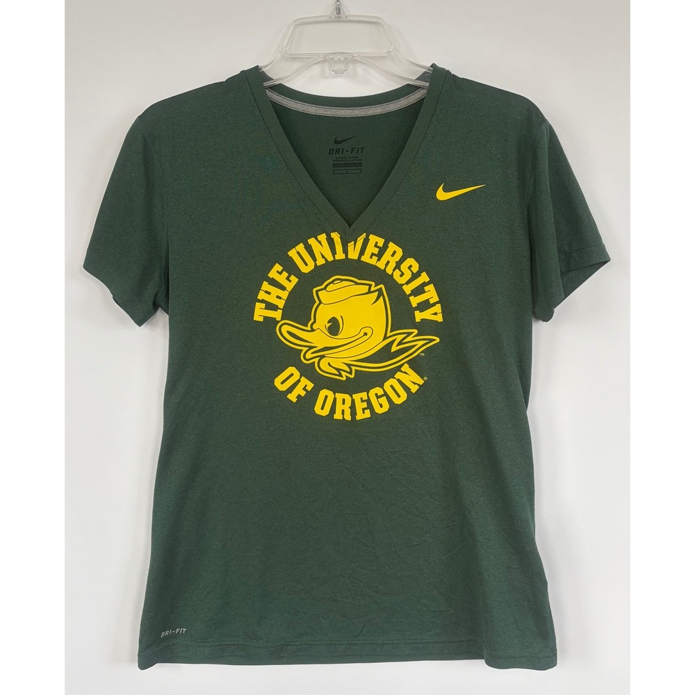 Nike University of Oregon Duck Dri-FIT V-Neck T-Shirt Green Womens College Shirt